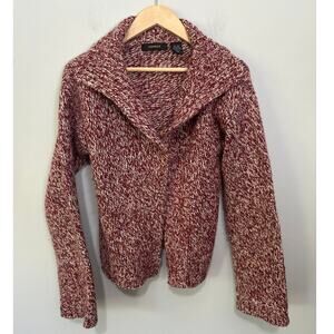 Vintage Express Sweater Womens Medium Red Metallic Chunky Wool Blend 90s